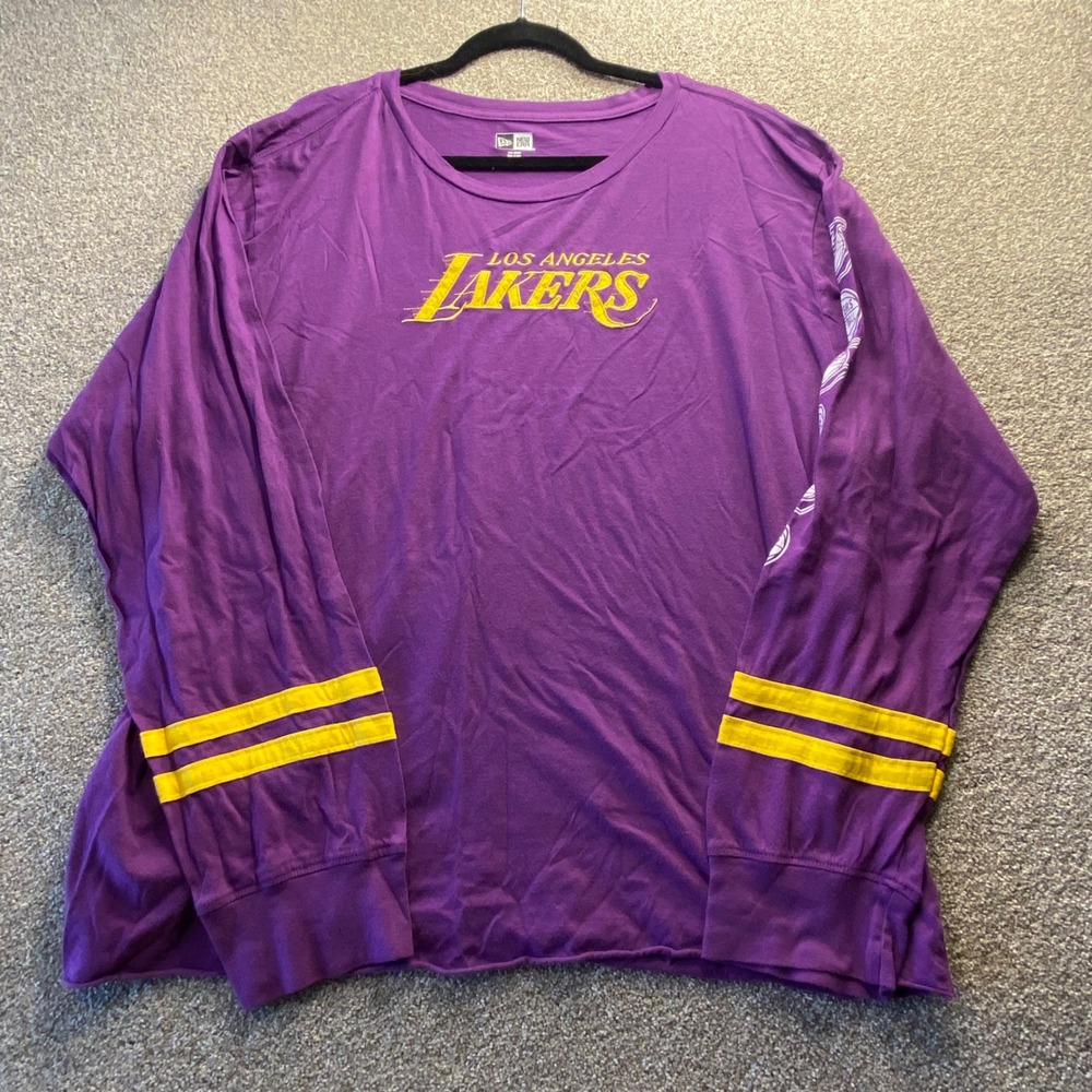 New Era Los Angeles Lakers Mens 3X Purple Long Sleeve Embroidered Graphic TShirt